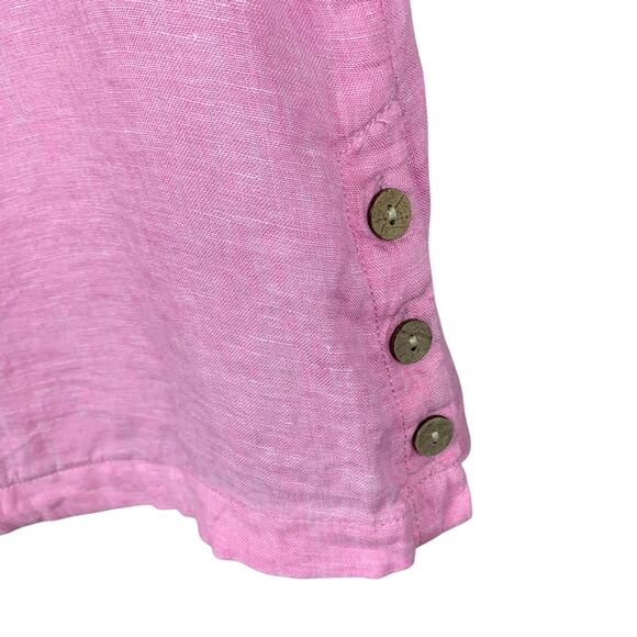 Cynthia Rowley Linen Shirt Pink Short Sleeve Top  Women’s M - Picture 4 of 7